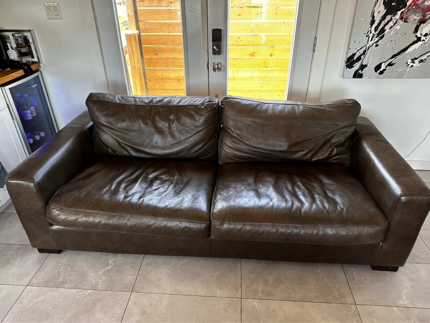 Brown Leather Sofa - photo 3