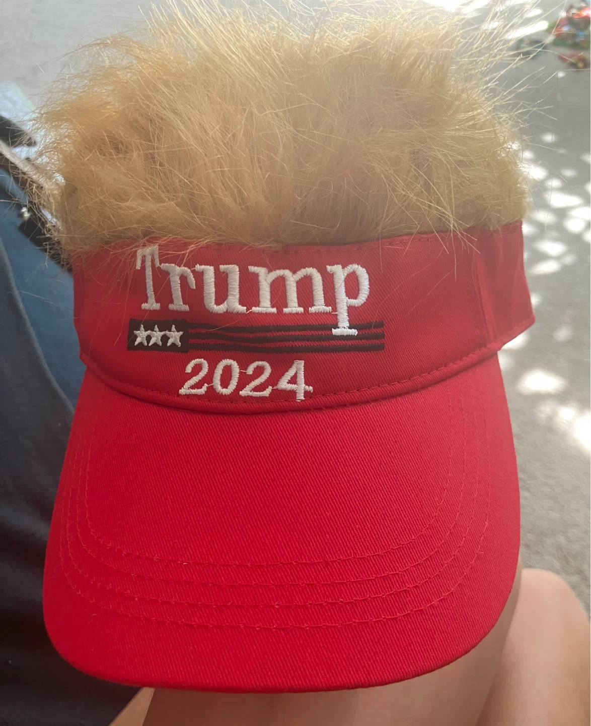 Red Trump Hat 😅 Gag Gift 🆕SET OF 3 Hat with Hair!