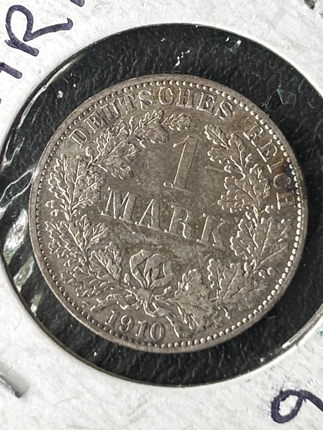 1910 German Empire 1 Mark Coin 90% silver - photo 2