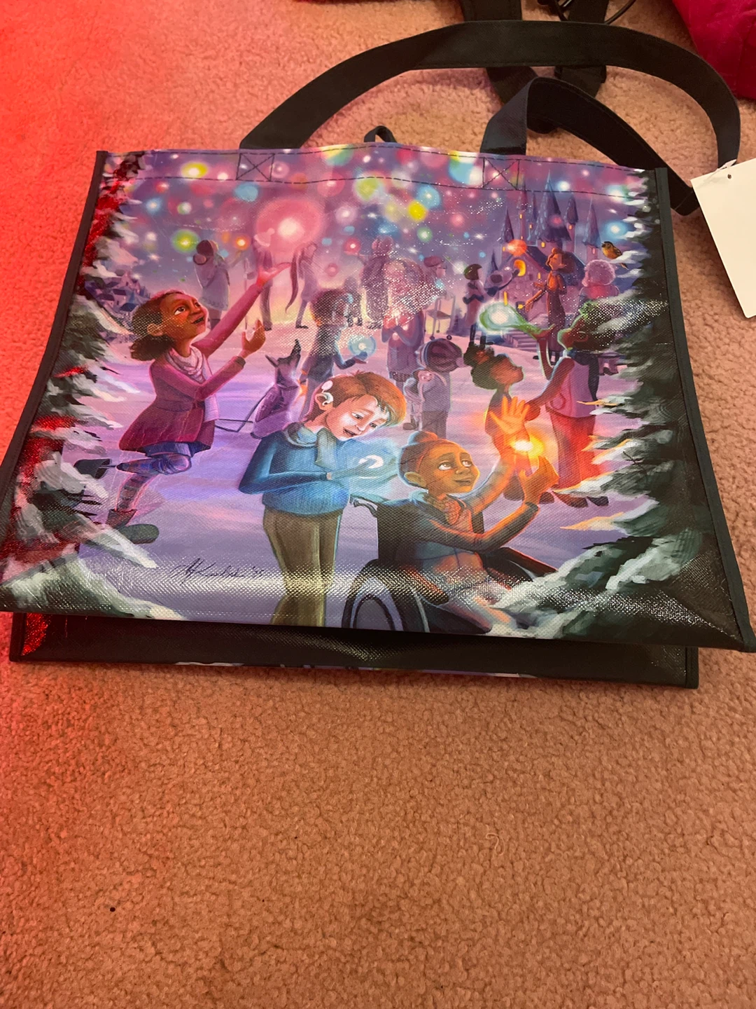 Reusable Shopping Bag with Winter Lights Design