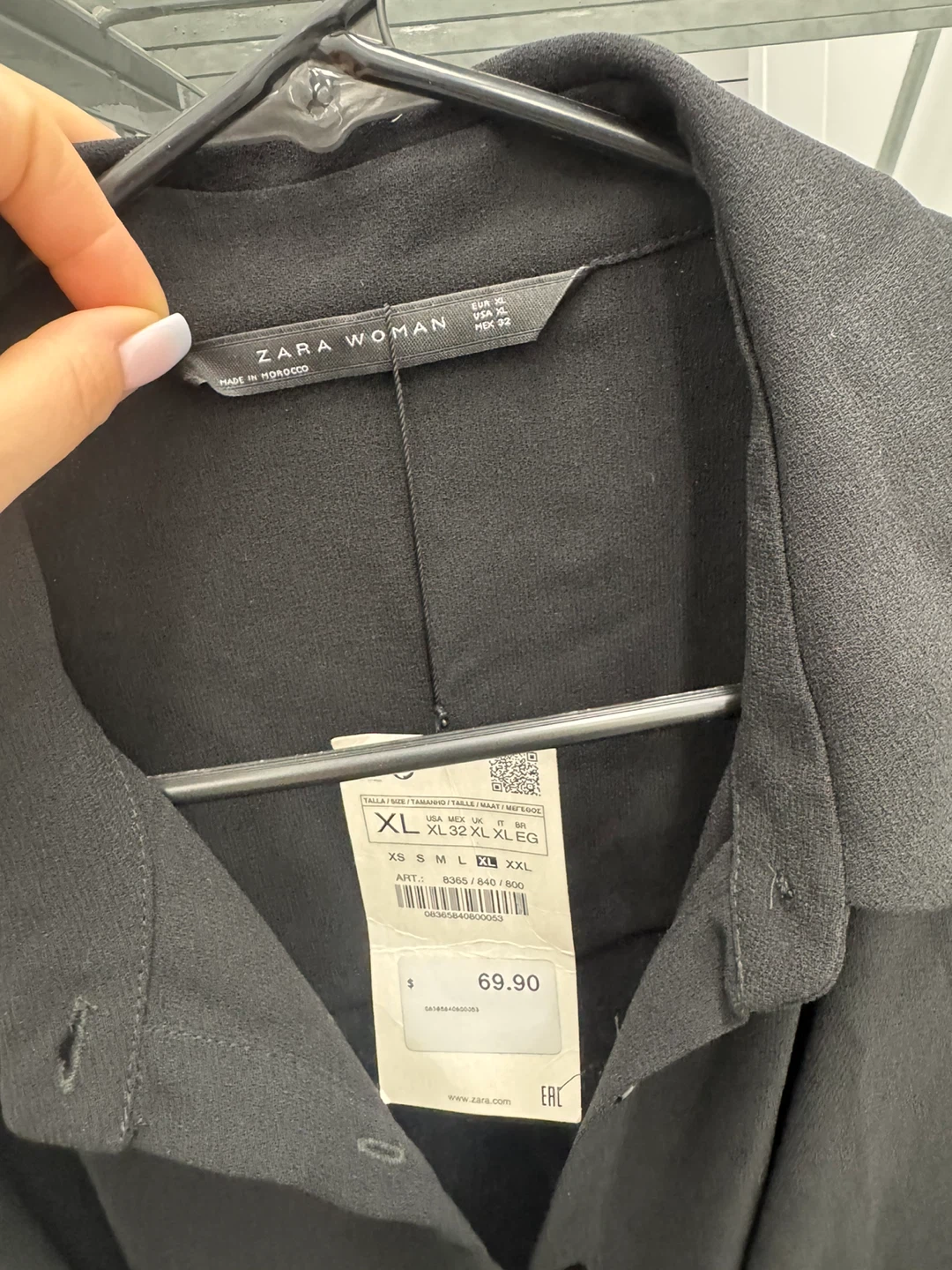 ZARA WOMAN Black Button-Down Shirt Dress with Belt - XL - photo 3