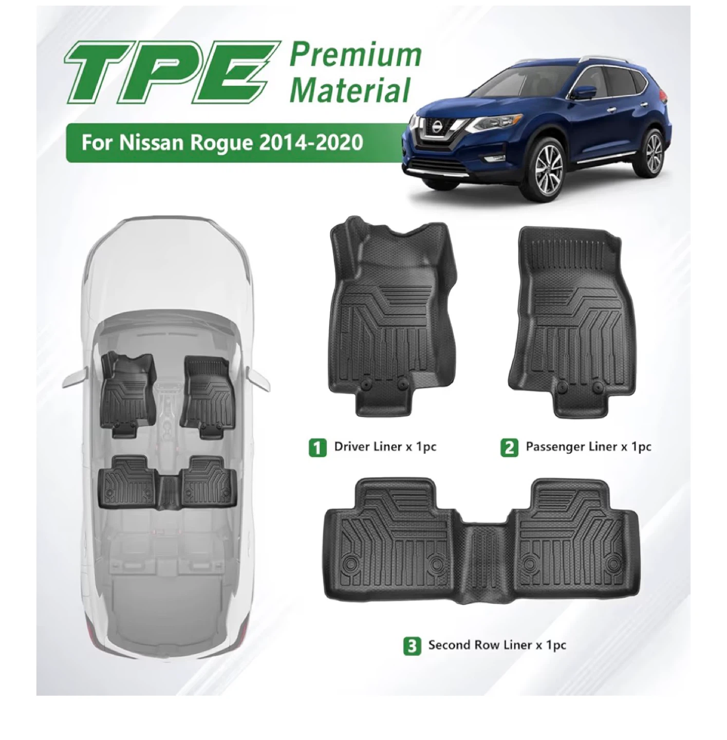 Cacartist Custom Floor Mats for Nissan Rogue 2014-2020 - photo 3