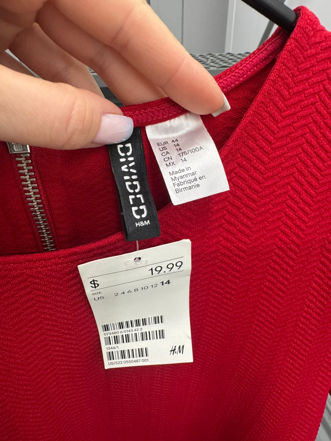 Divided H&M Red Textured Dress Size 14 - photo 3