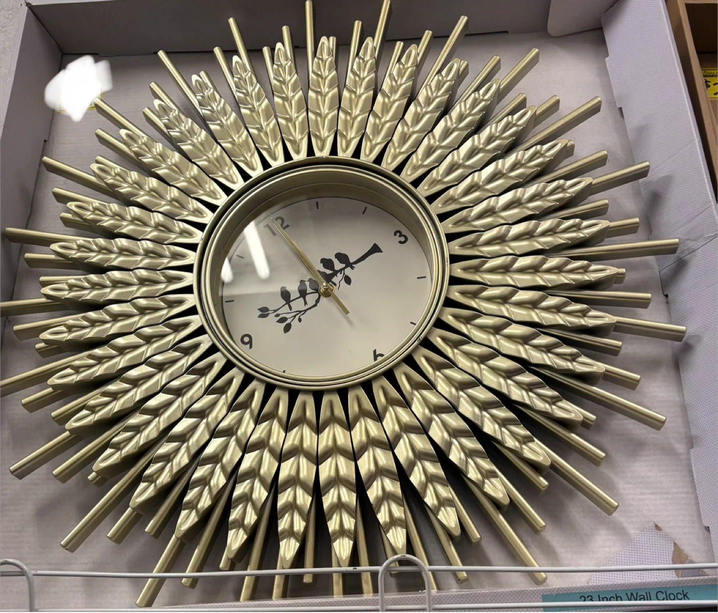 Gold Sunburst Wall Clock oversized 23 inch decorative clock - photo 2