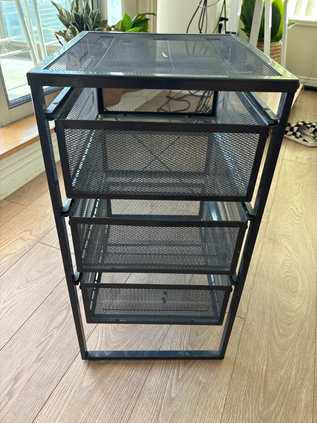 Black Mesh Rolling Cart with 4 Drawers - photo 2