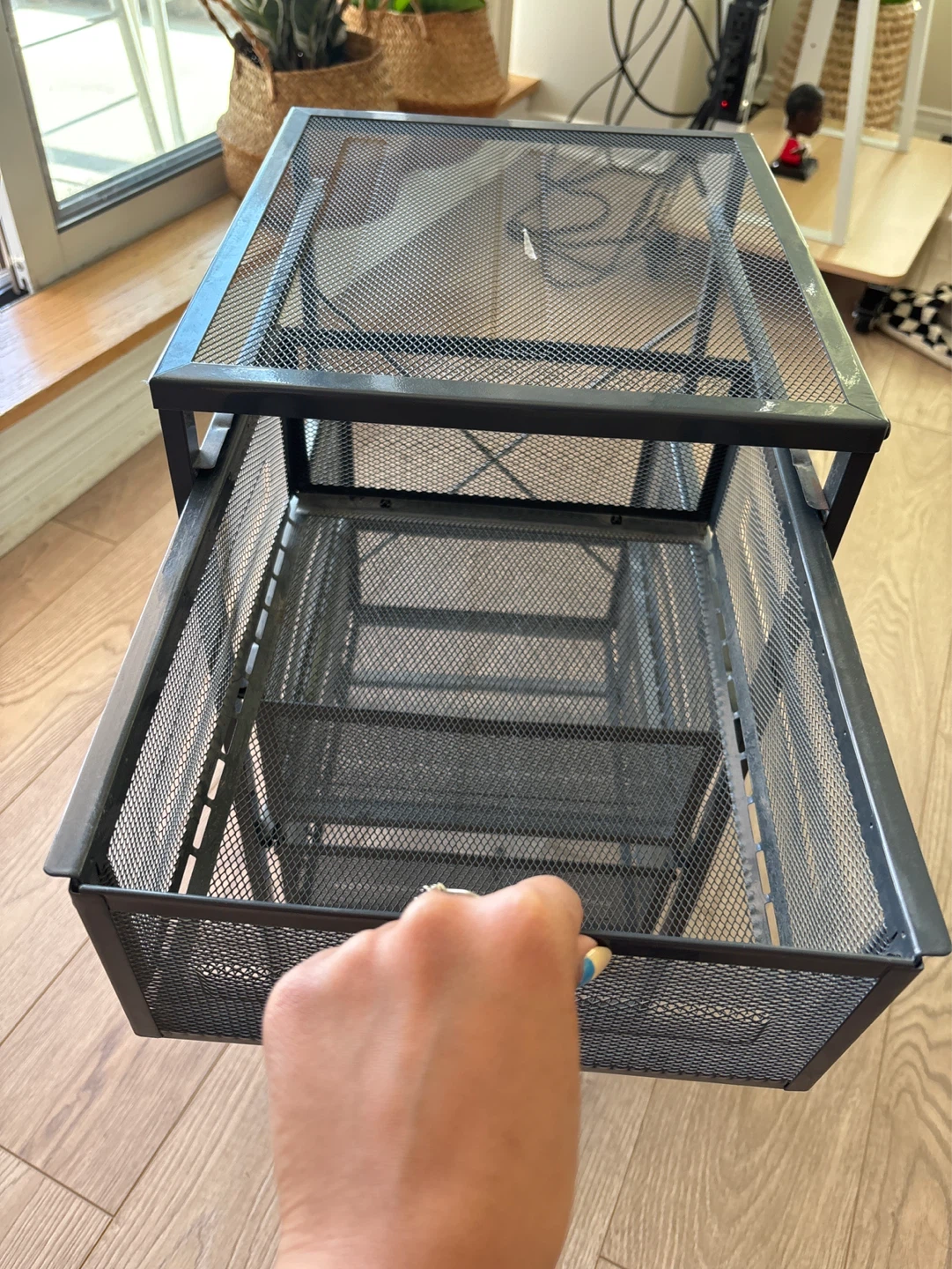 Black Mesh Rolling Cart with 4 Drawers - photo 3
