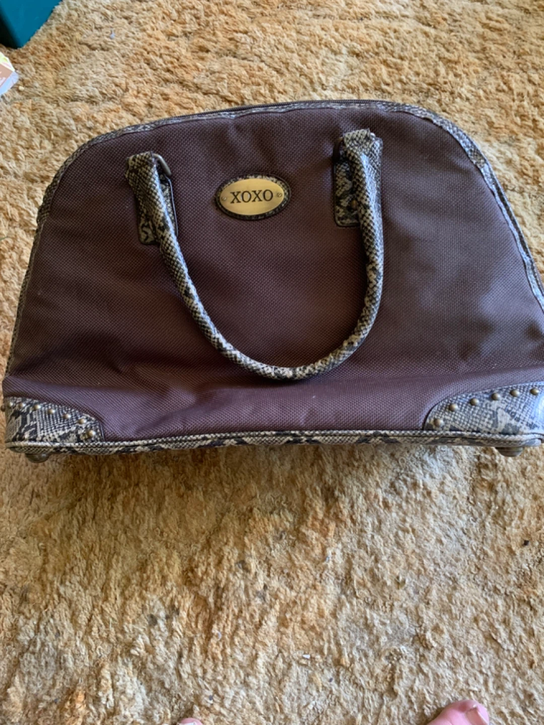 XOXO Duffle Bag with Snake Print Accents