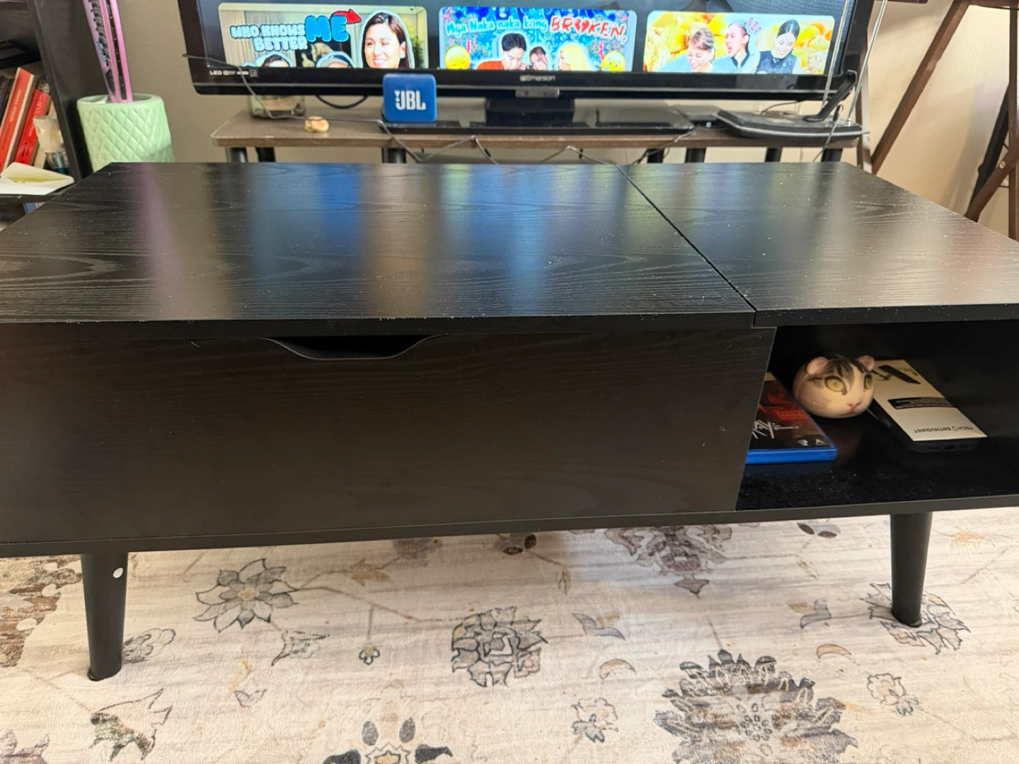 Black Lift Top Coffee Table with Storage - photo 2