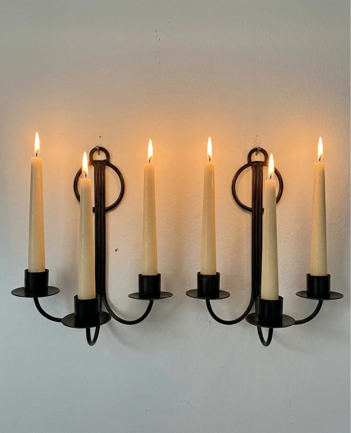 Black Metal 3-Arm Candle Sconce Wall Holder