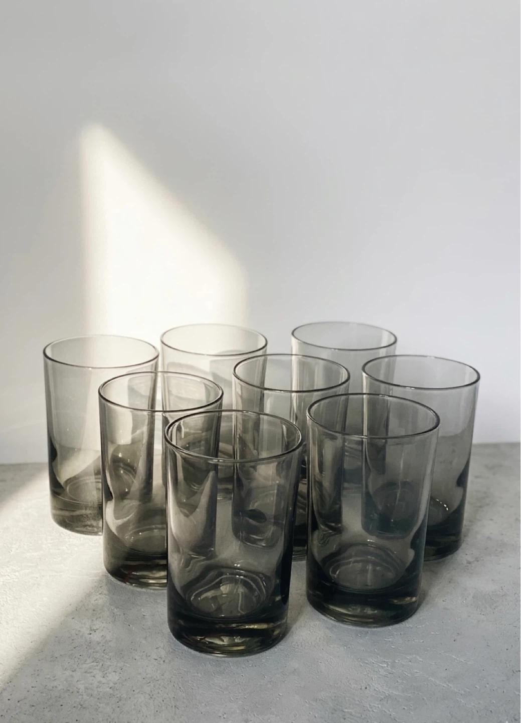 Set of 7 Smoked Grey Tumbler Glasses