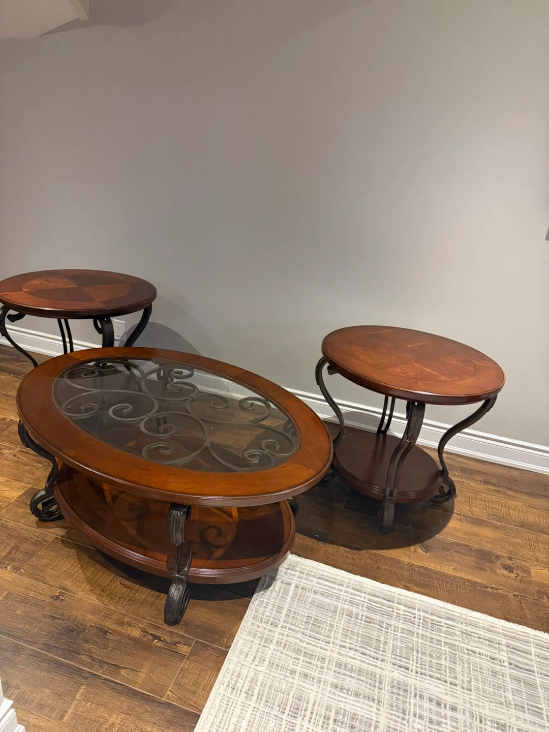 Oval Coffee Table Set with Accent Tables