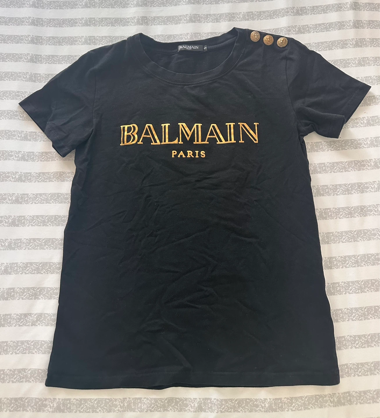 Black T-Shirt with Gold Buttons size S