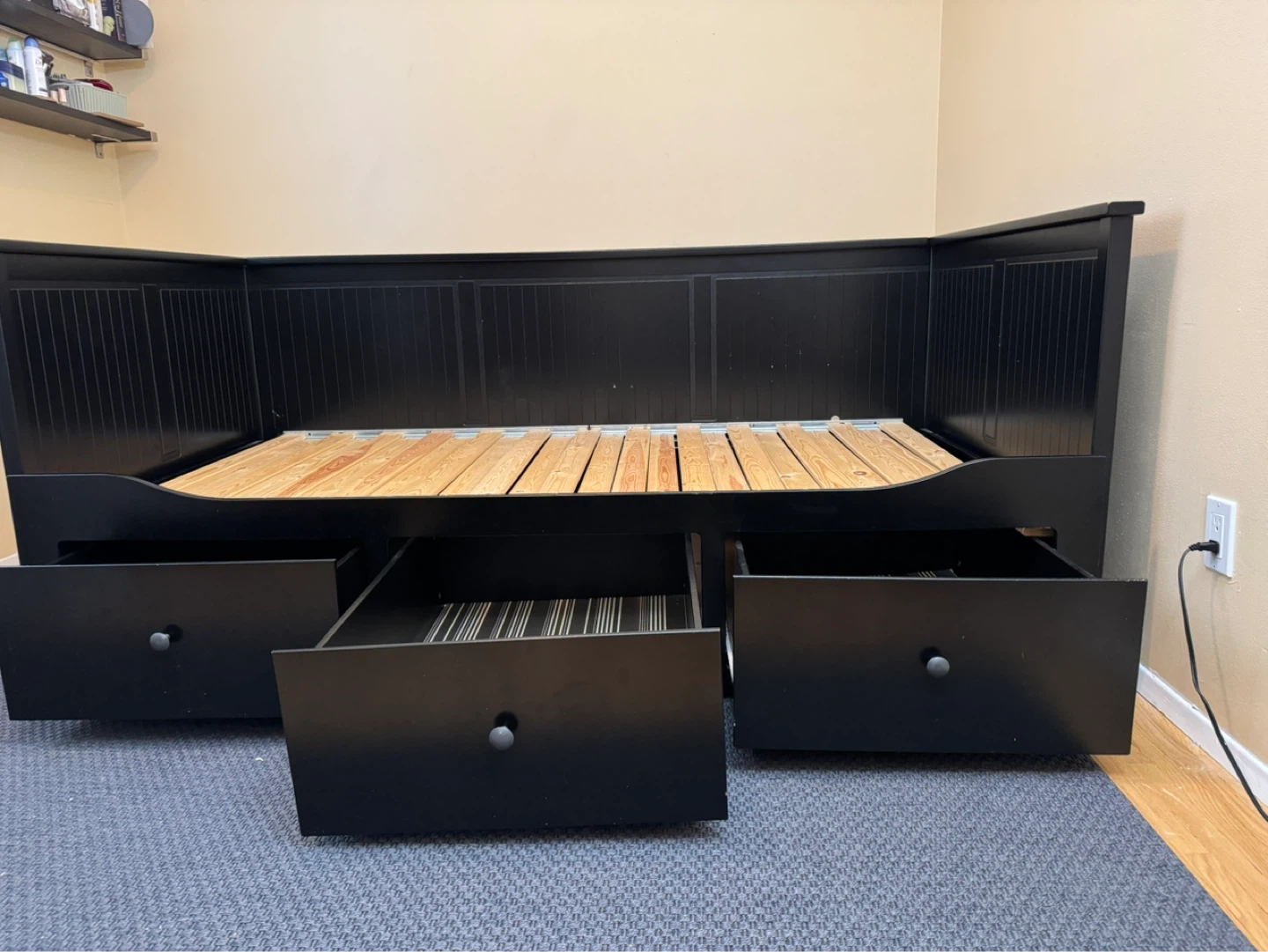 Black Daybed with Storage Drawers