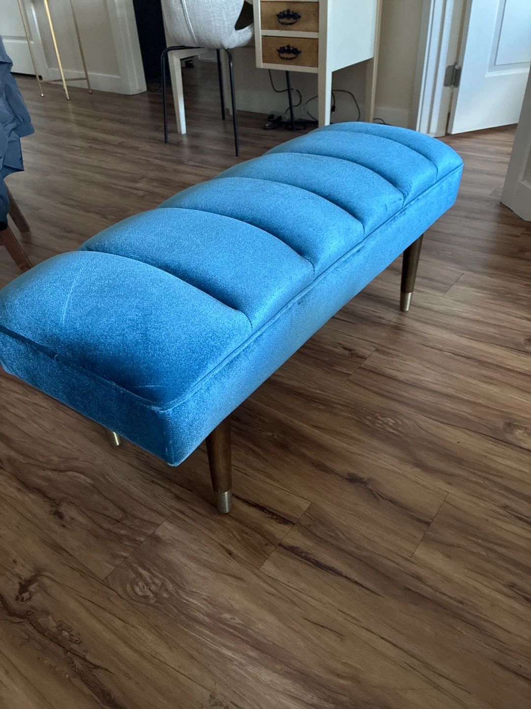 Blue Upholstered Bench