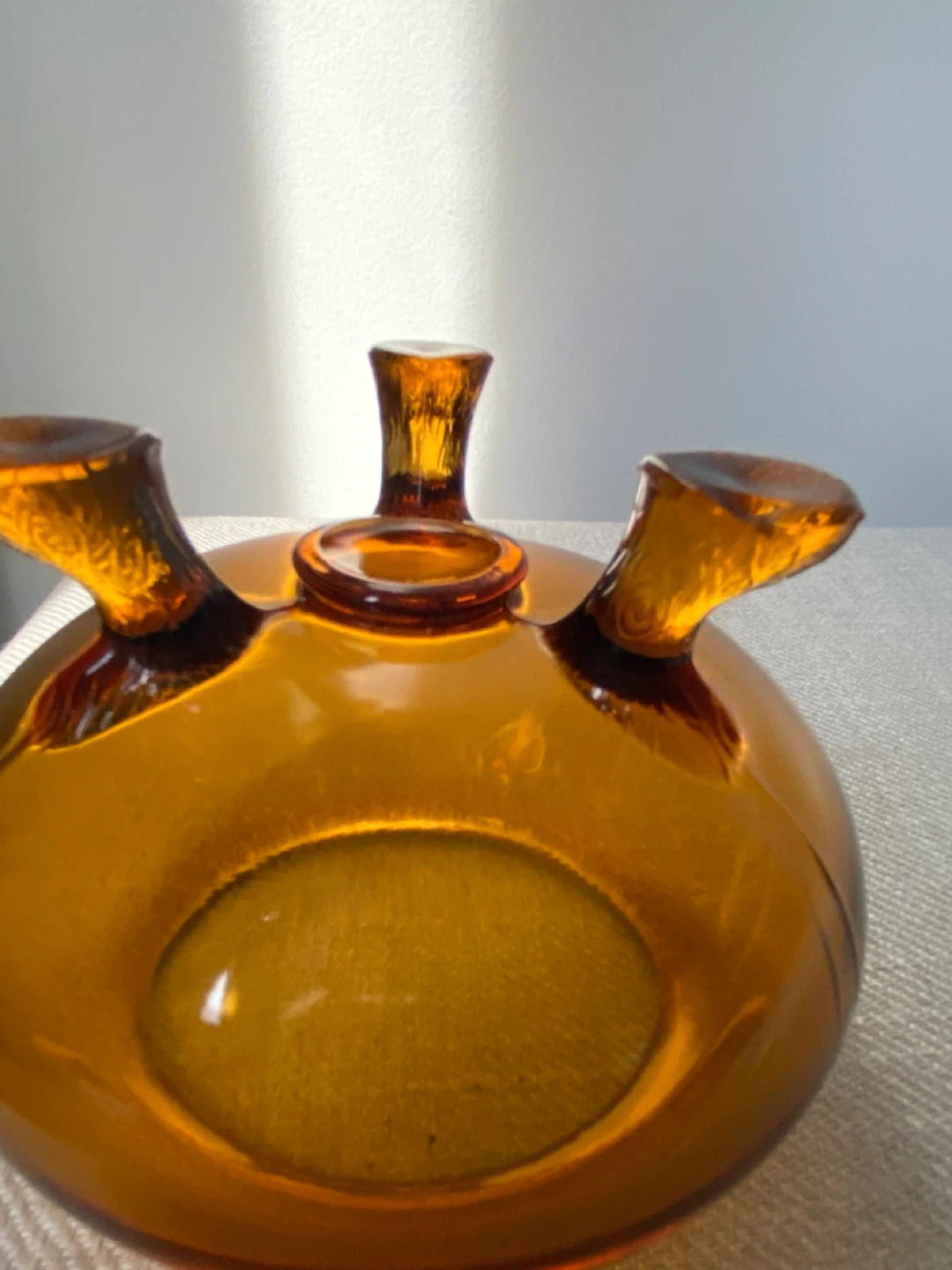 Vintage Flowerite Amber Glass Footed Bowl - photo 4