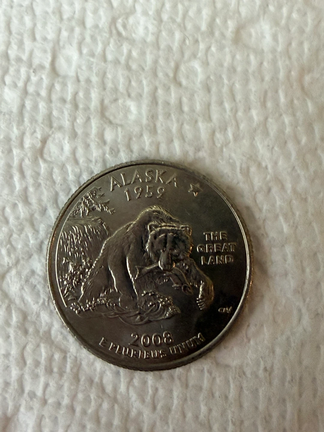 Alaska Quarter 2008 with Bear on back - photo 2