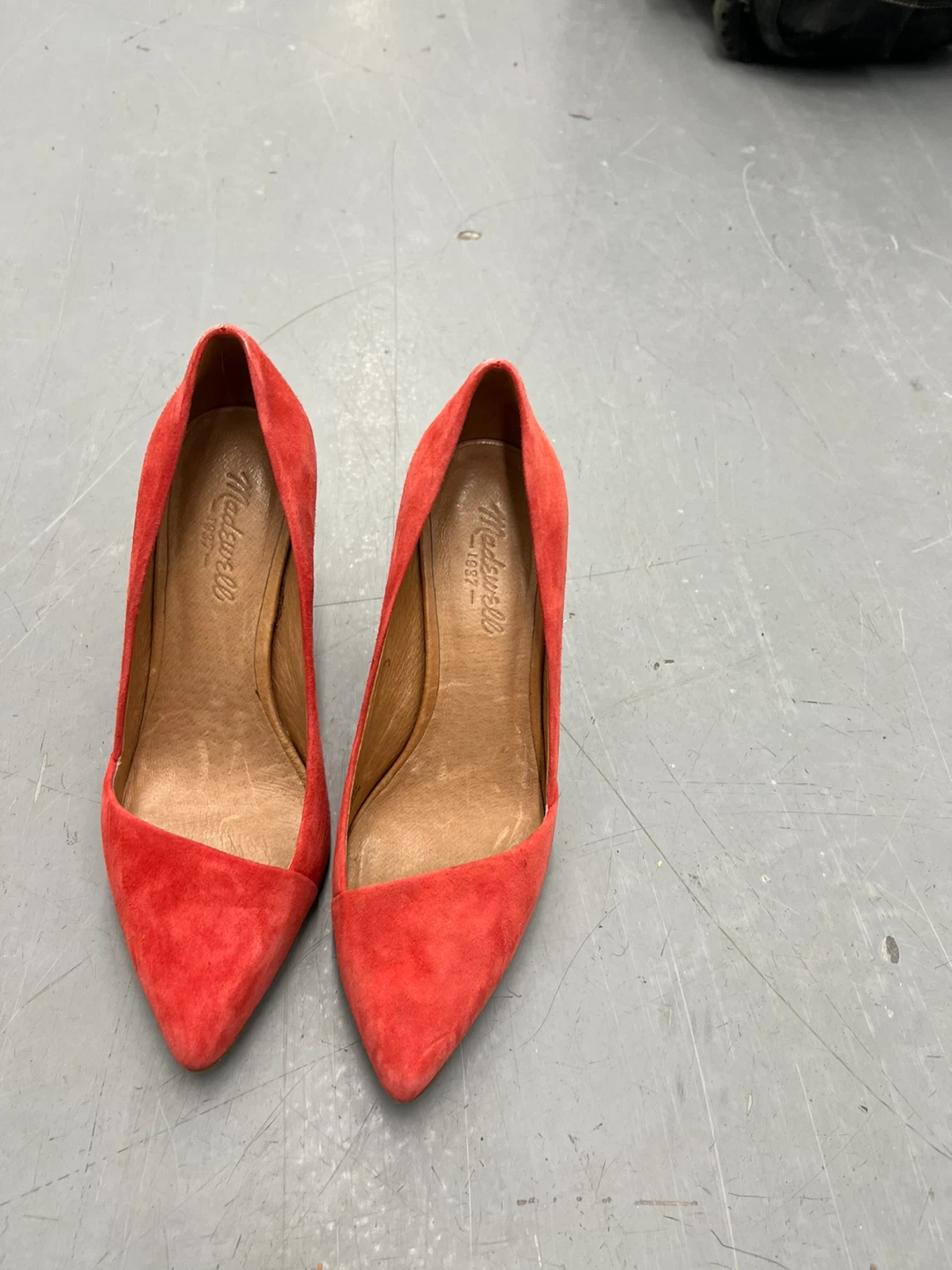 Madewell Suede Pointed Toe Heels - Red