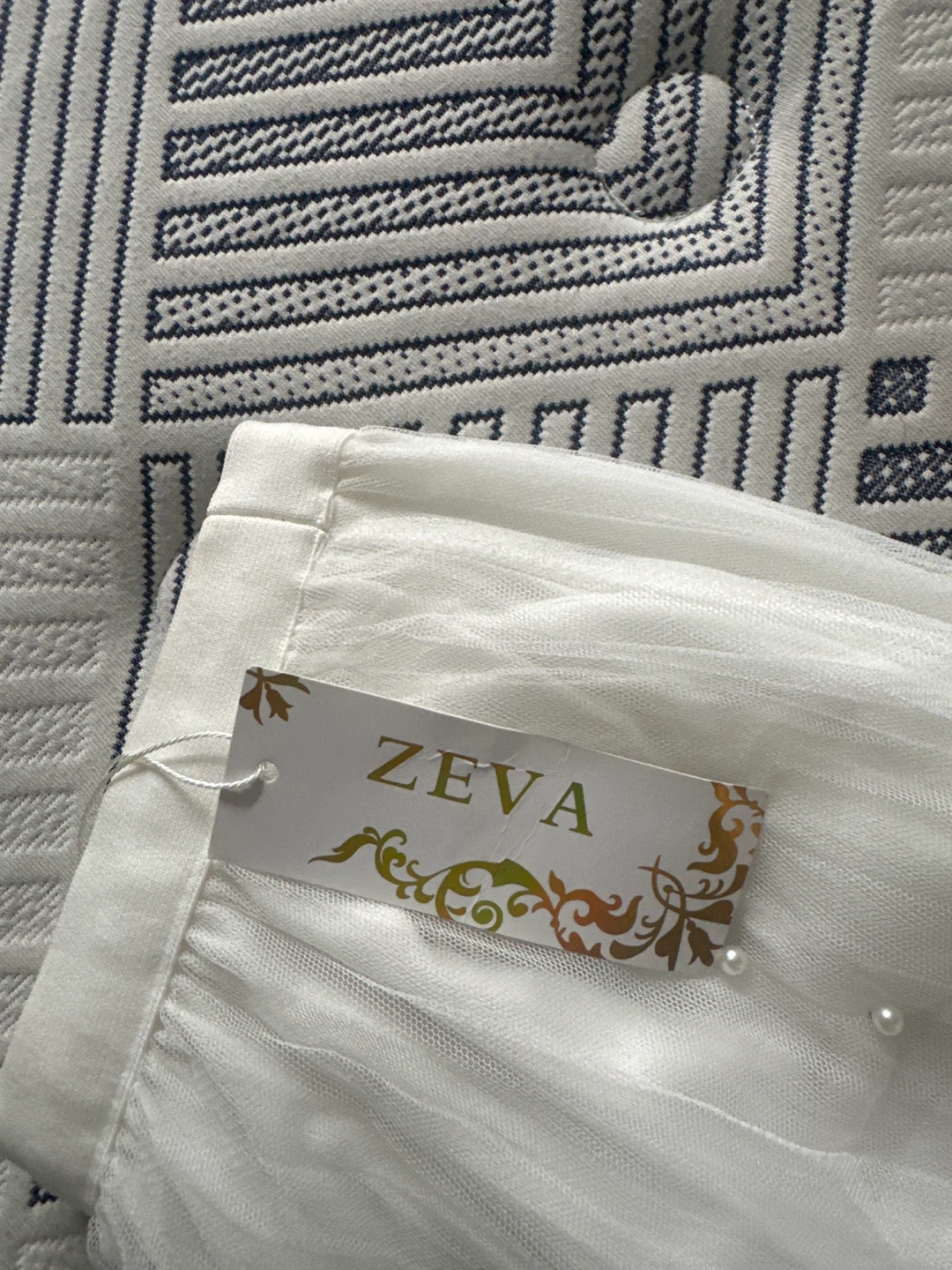 ZEVA White Tulle Skirt with Pearls - photo 2