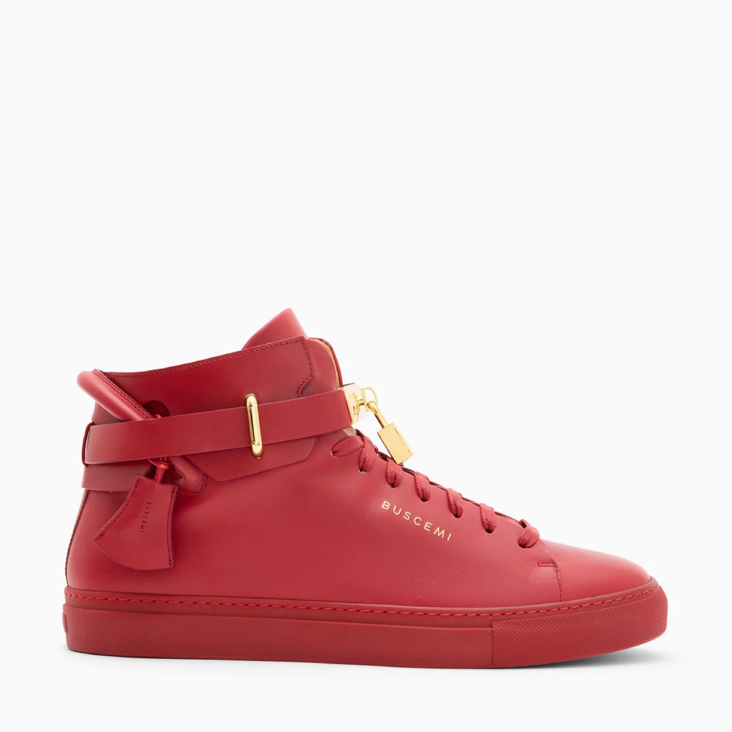 New Buscemi 100mm High Top Sneakers Red Leather Size 39