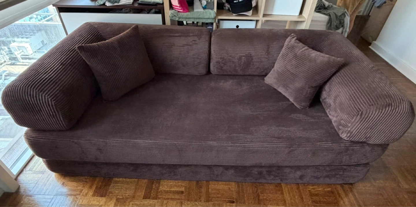 Brown boneless couch