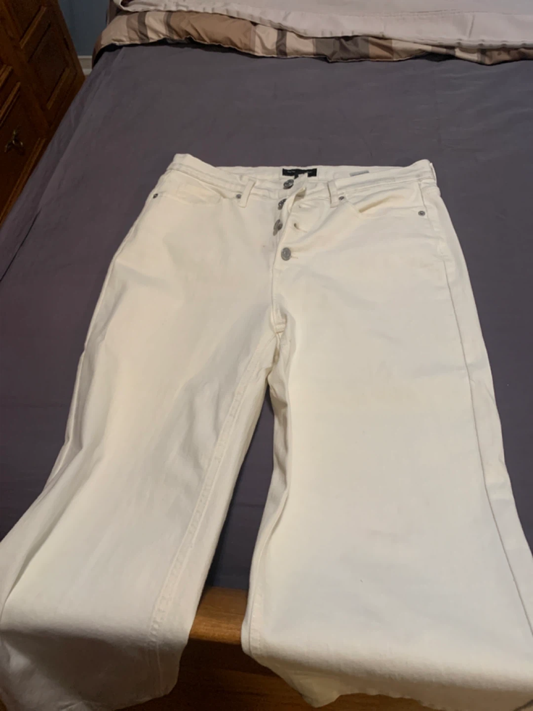Banana Republic Cream Wide Leg Button Fly Jeans - photo 3
