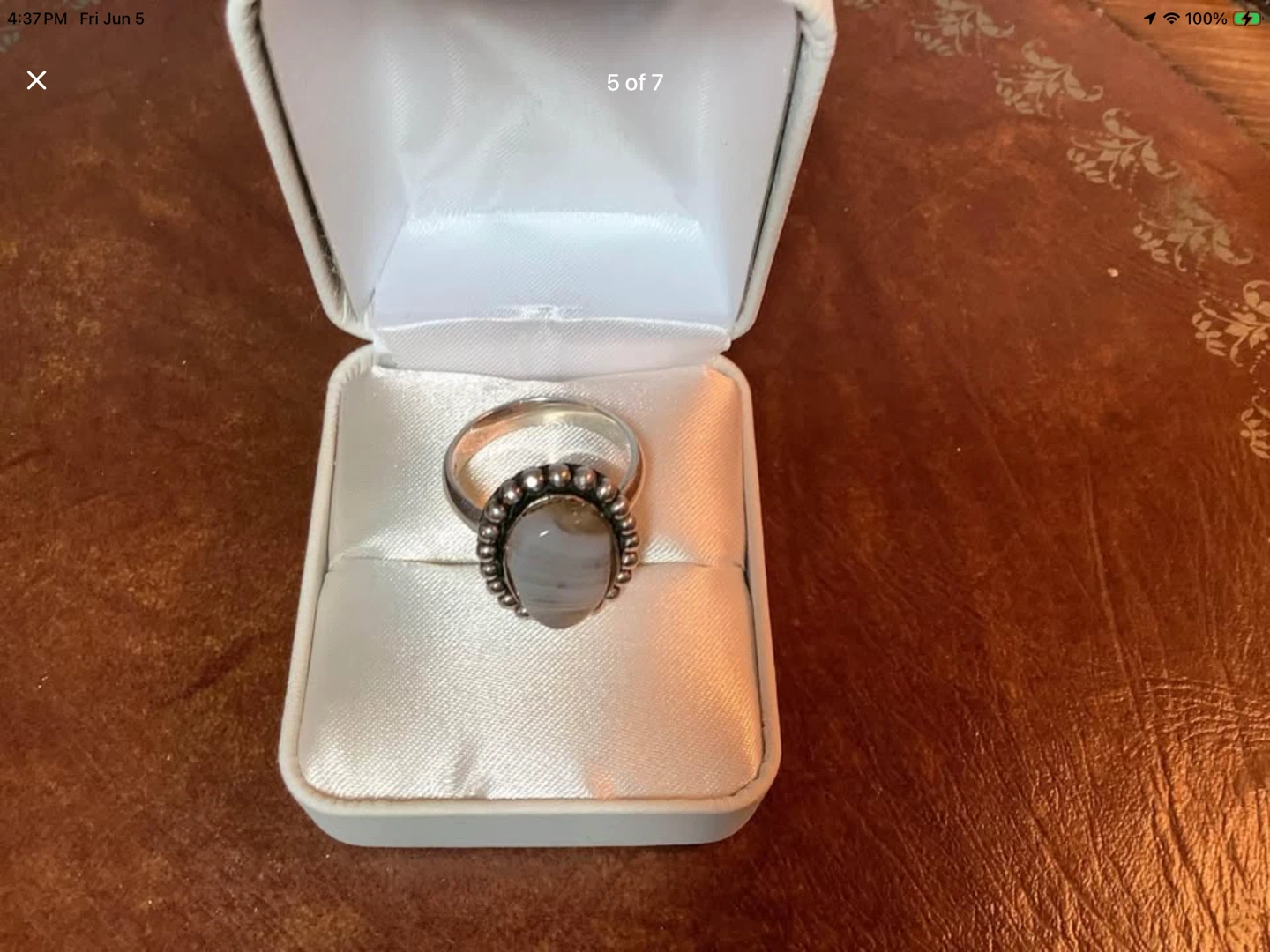 Vtg 925 Sterling Silver Ladies Ring with a Agate Stone 🐞 - photo 5