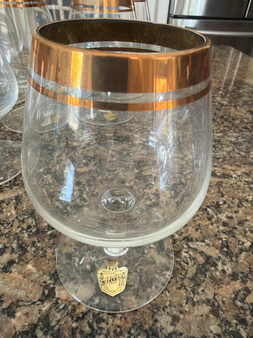 12  Vintage Belfor Crystal Brandy glasses Made in Czechoslovakia - photo 3
