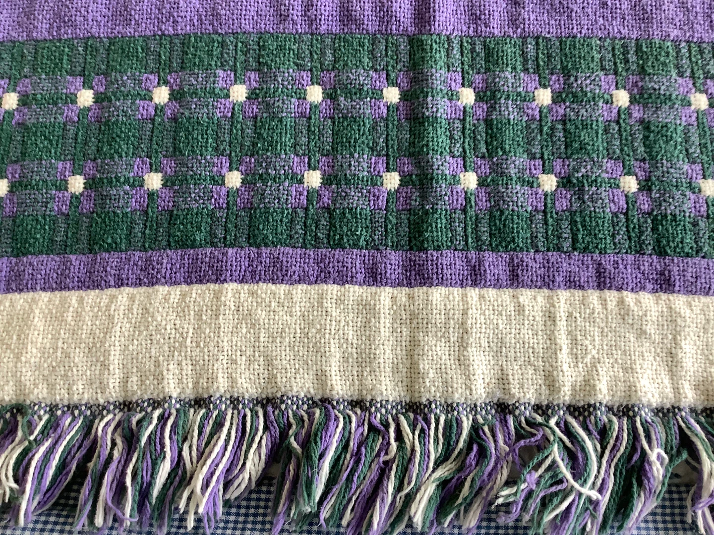 Vintage Hand Crafted Fringed Wool Throw/Blanket 🐞 - photo 4