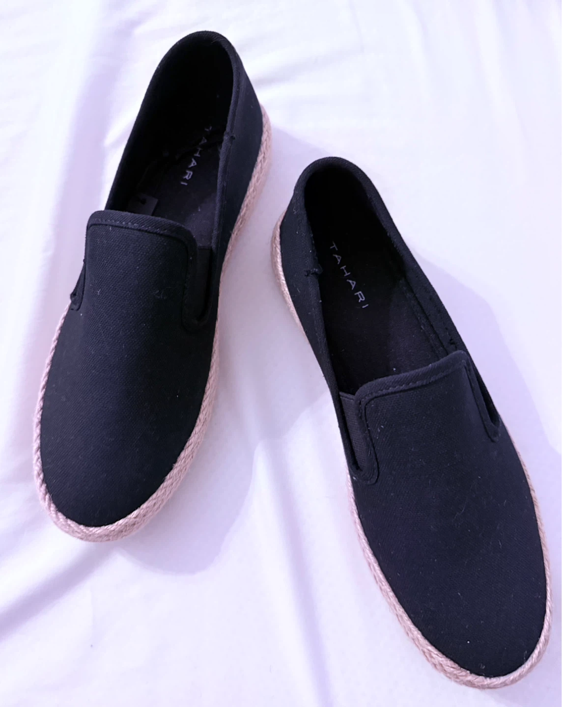 Tahari Black Espadrille Slip-On Shoes