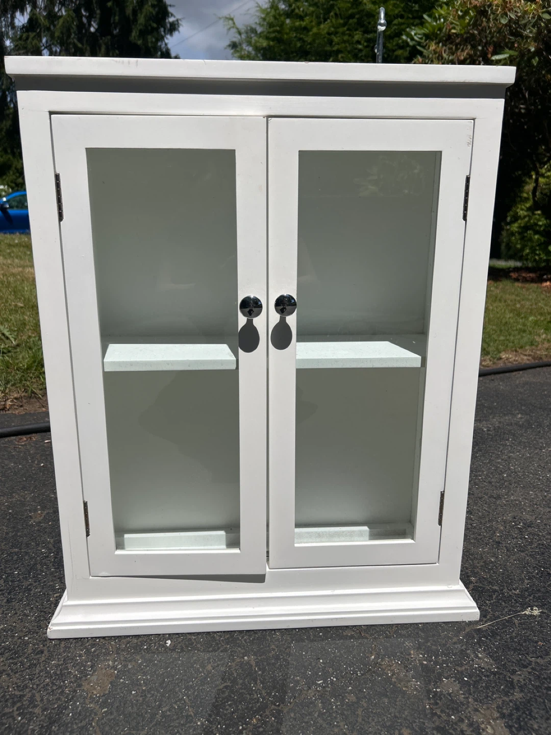 White Display Cabinet with Glass Doors
