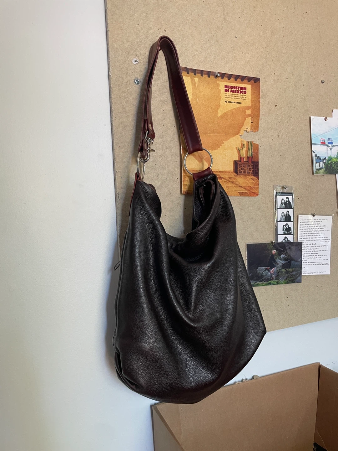 Dark Brown Leather Hobo Bag