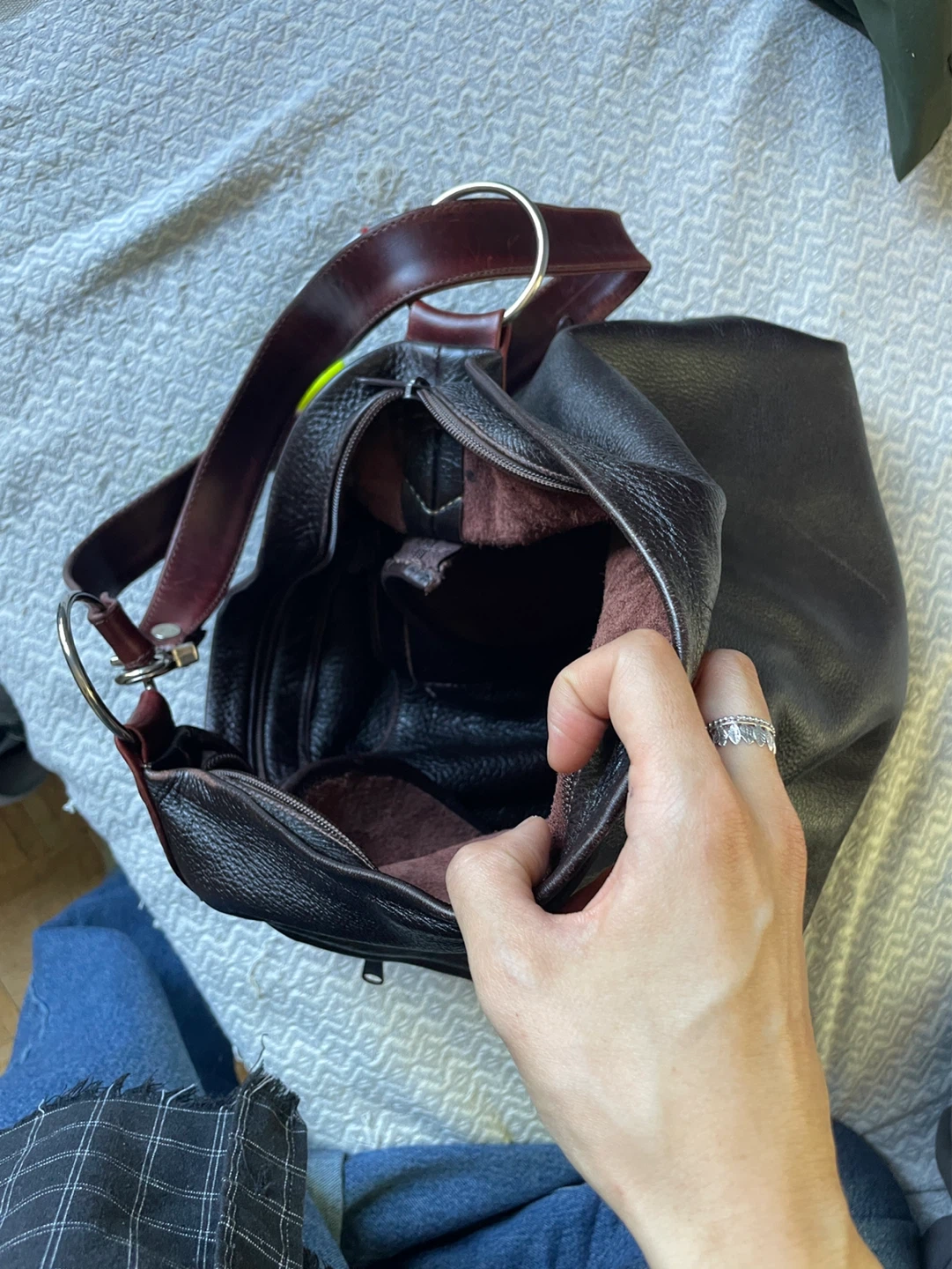 Dark Brown Leather Hobo Bag - photo 2