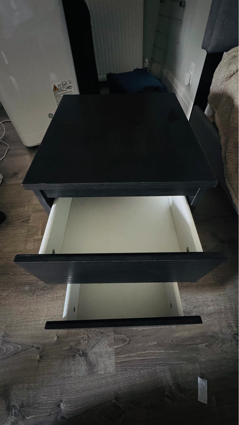 Black 2-Drawer Nightstand - photo 3