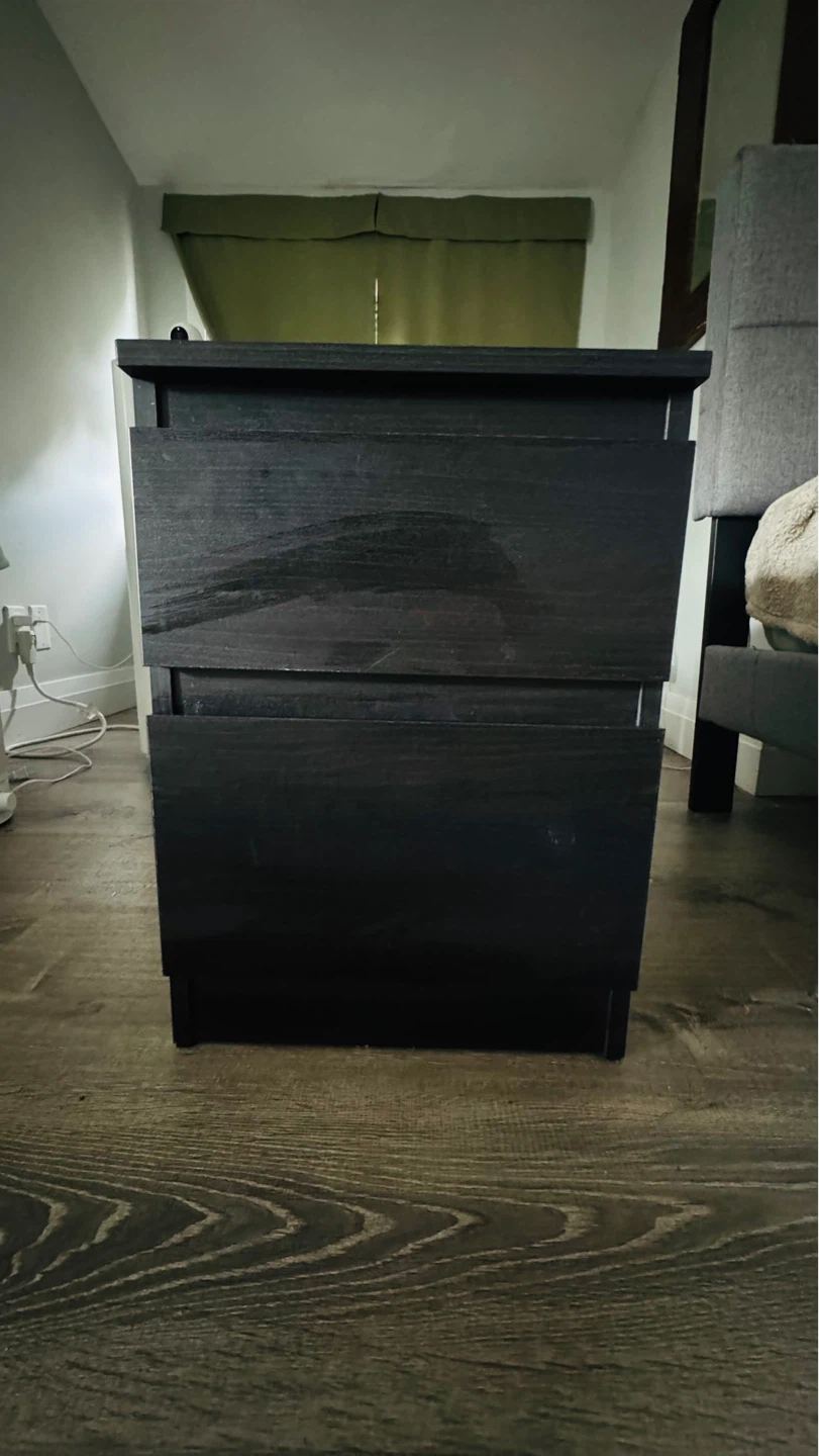 Black 2-Drawer Nightstand
