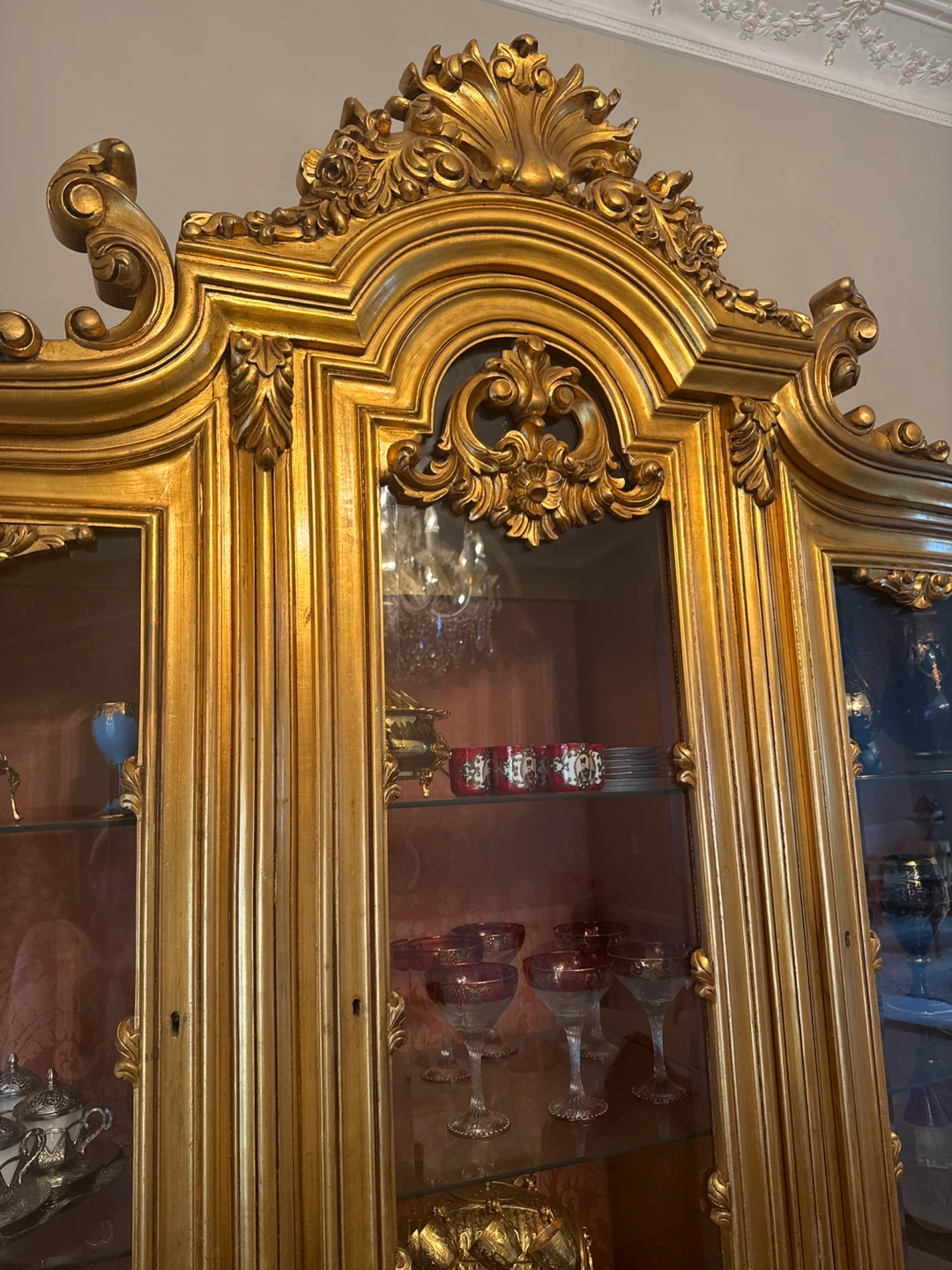 Ornate Gold Display Cabinet with Drawers - photo 3