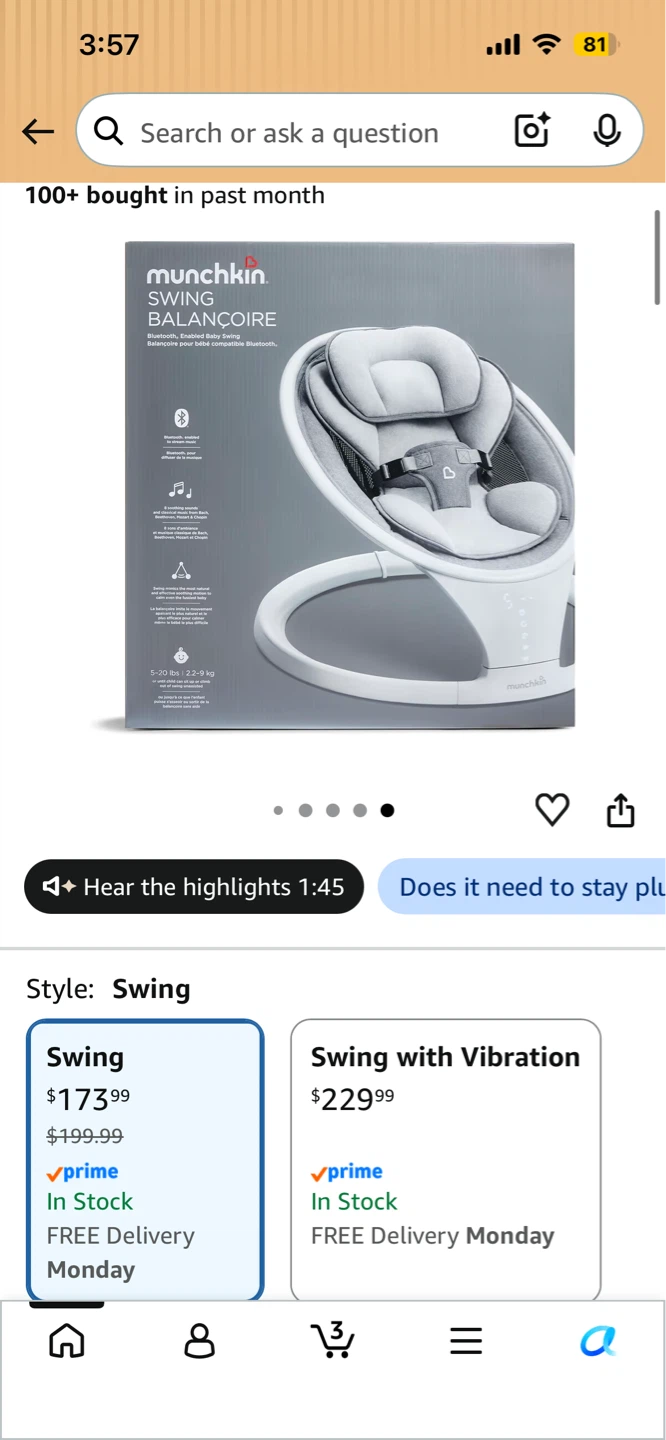 Munchkin Swing Balancoire Baby Swing - photo 3