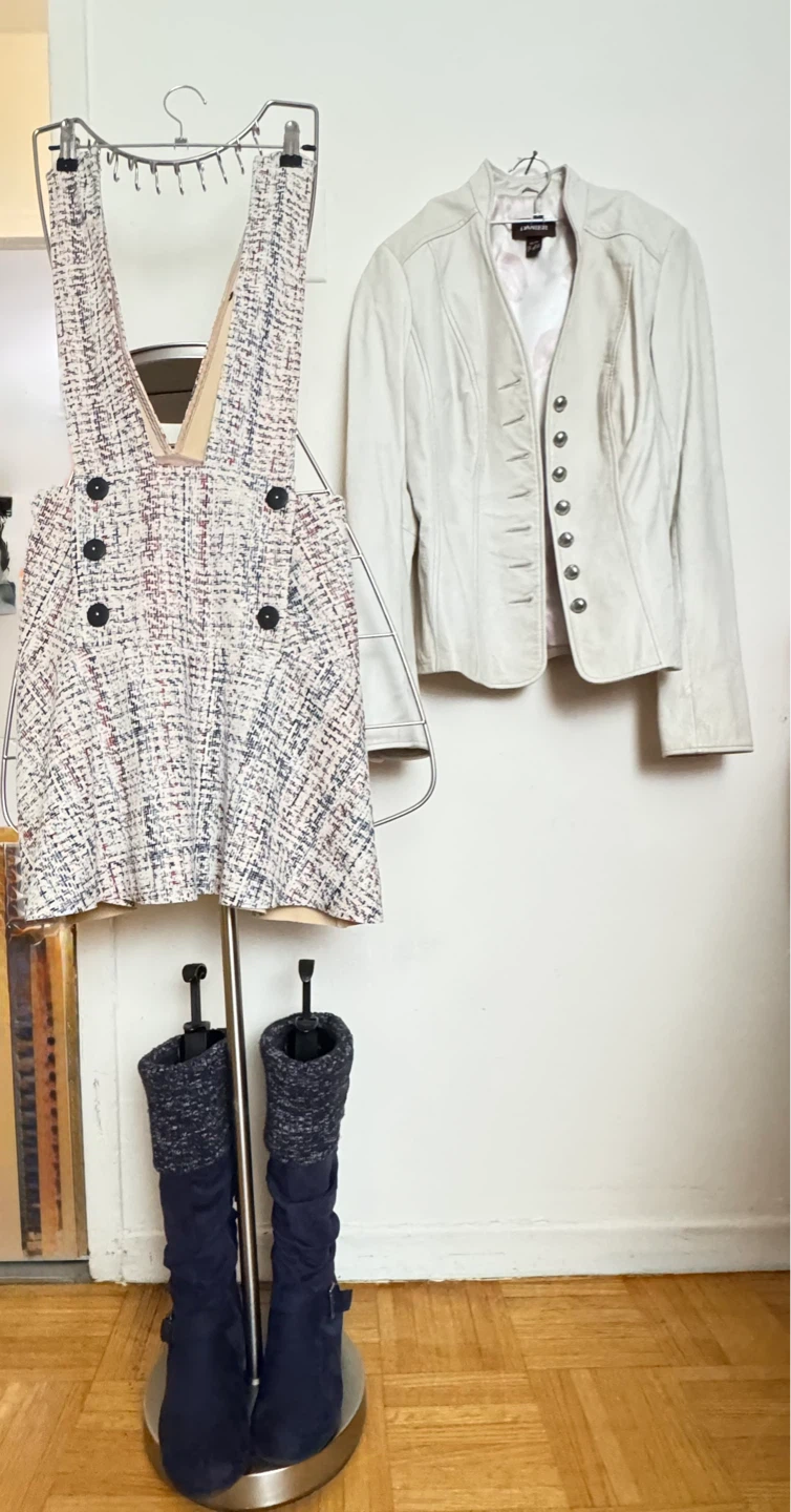 DANIER off white Leather Jacket with Kiss Print Lining