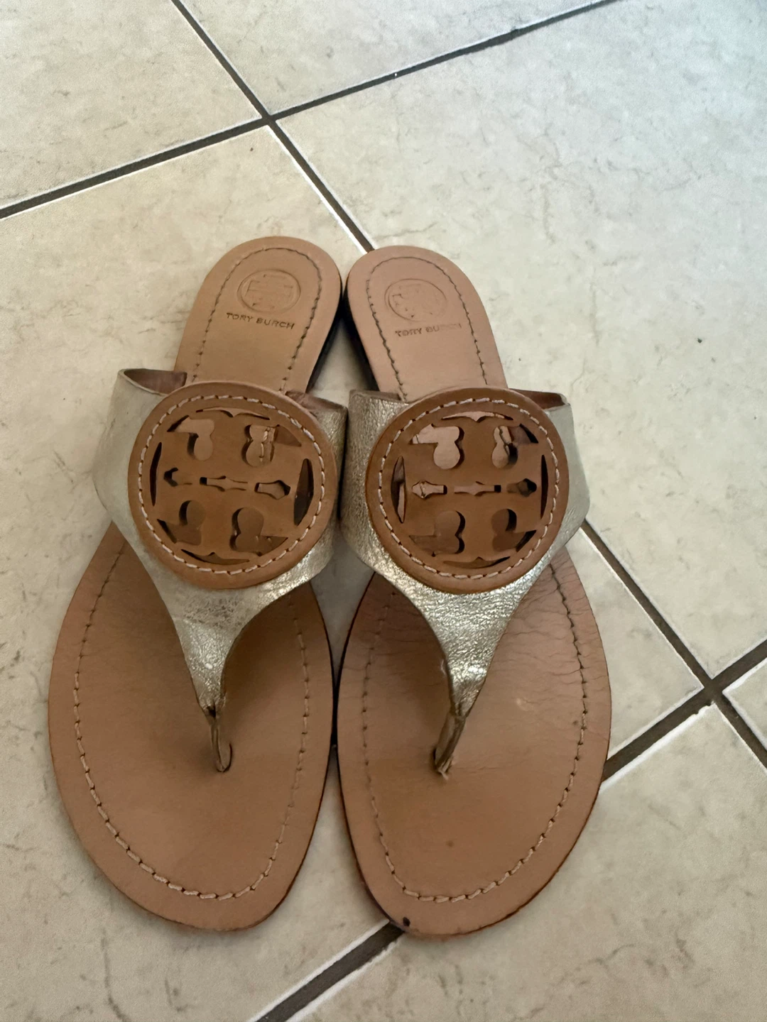 Tory Burch Metallic Leather Sandals