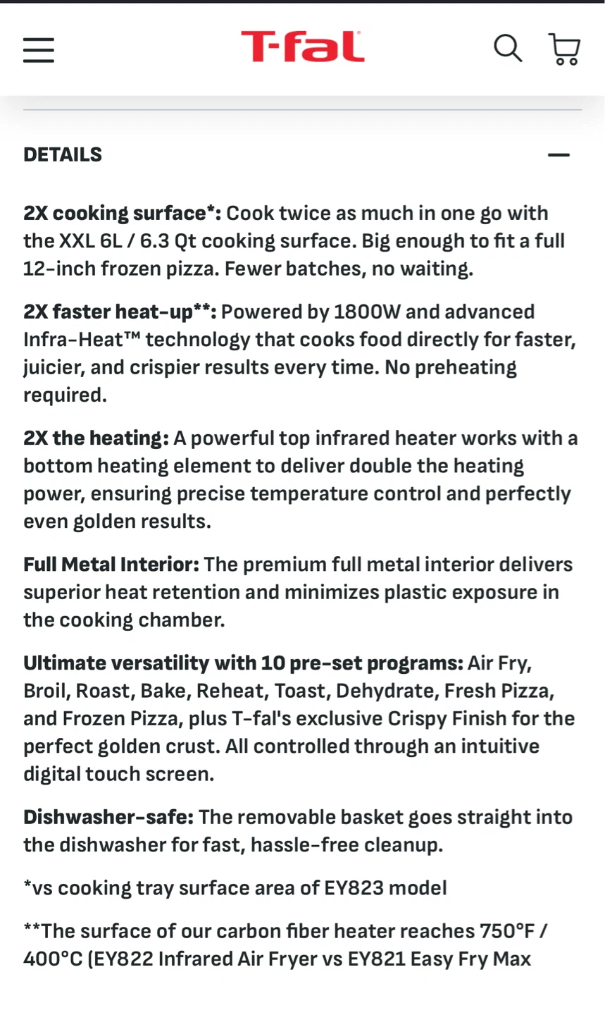 🍟 NEW T-fal Infrared Surface XXL Air Fryer (6L / 6.3 QT) - photo 5