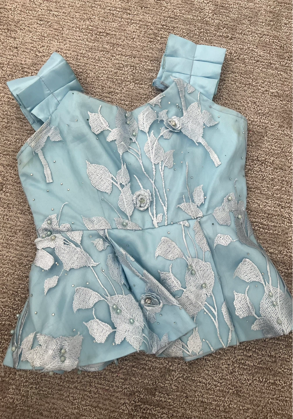 CUSTOM Light Blue Embroidered Flower Top