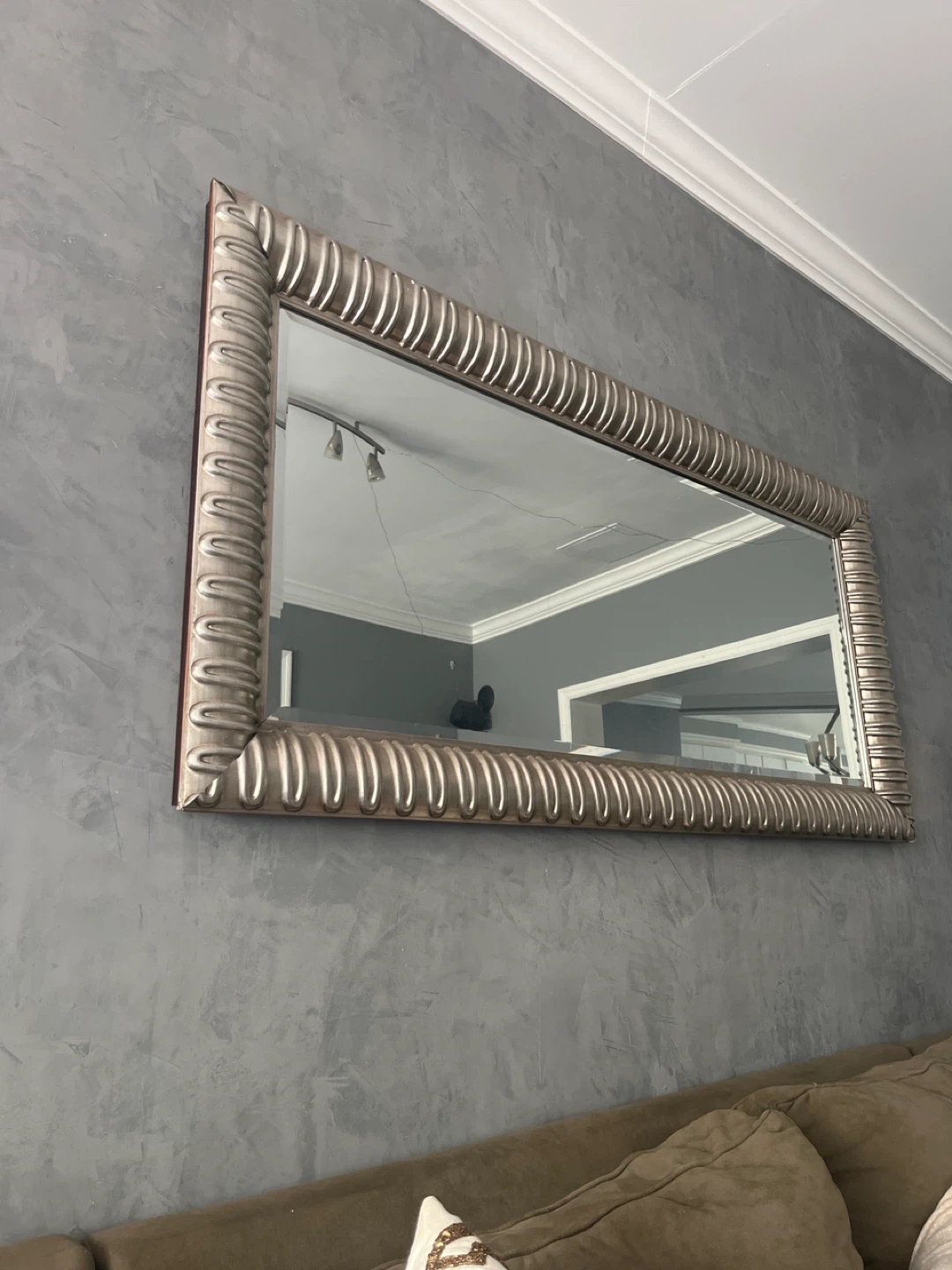 Large Rectangular Wall Mirror with Ornate Frame