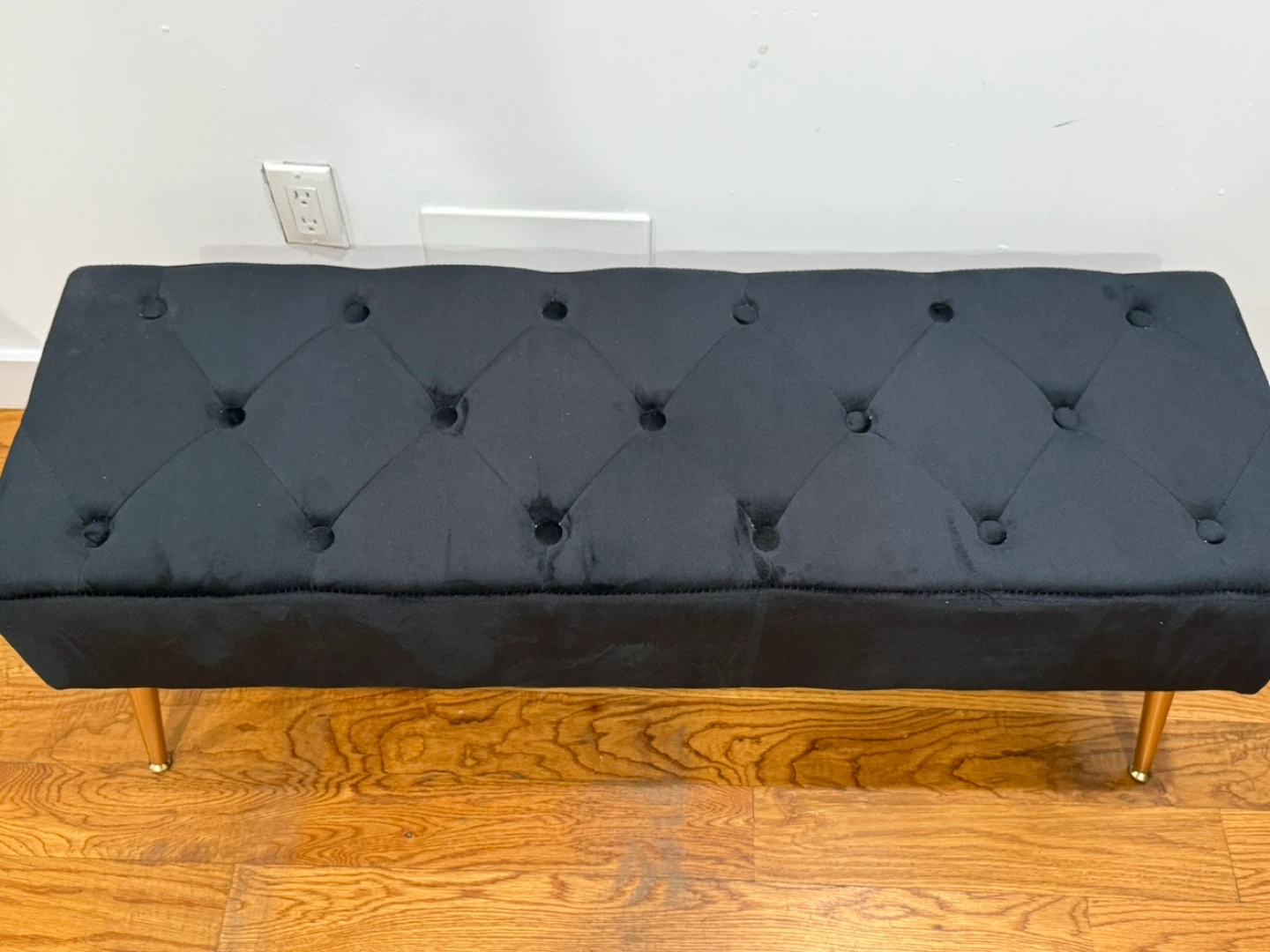 Black Velvet Tufted Bench - photo 2