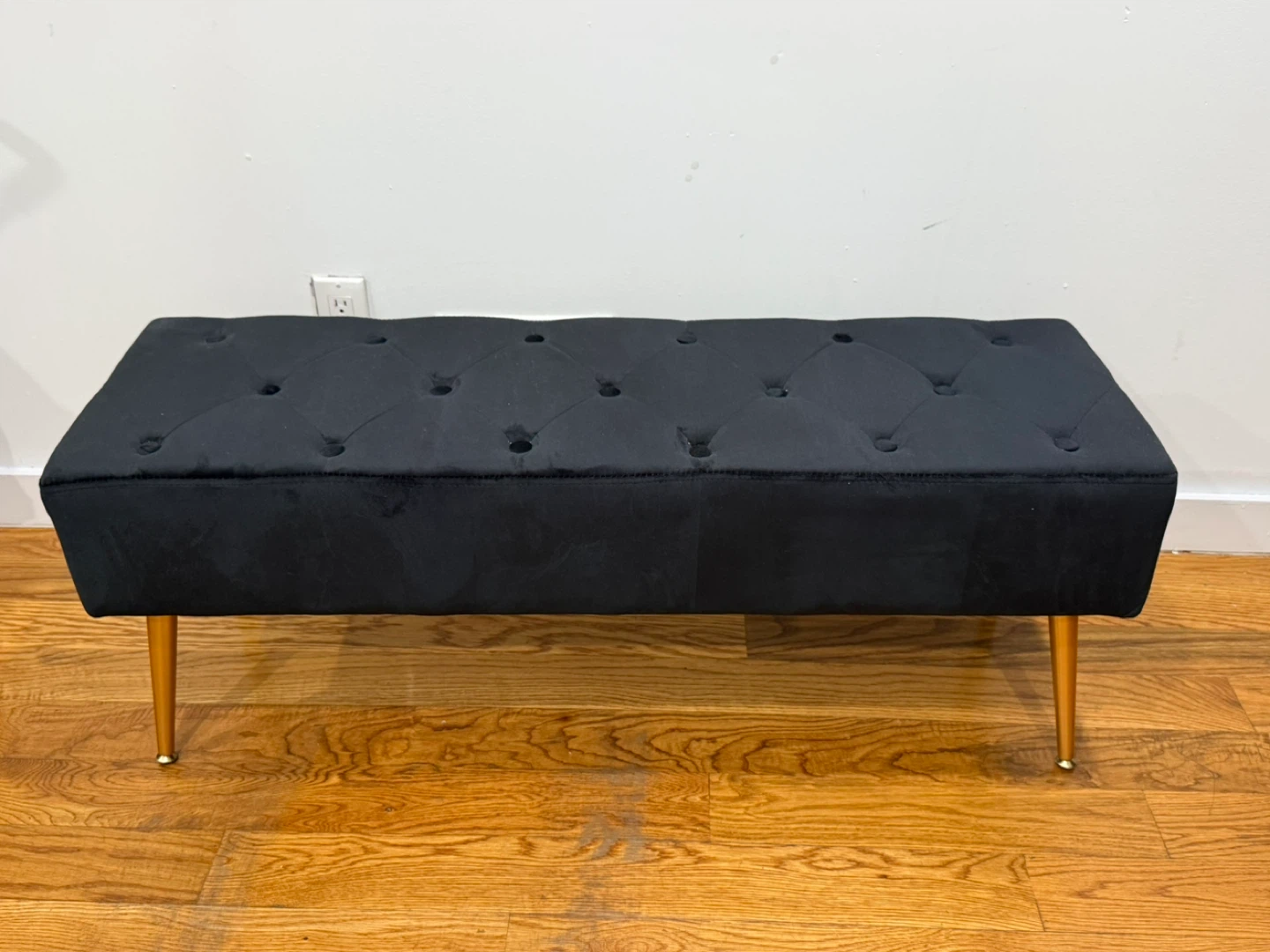 Black Velvet Tufted Bench - photo 3