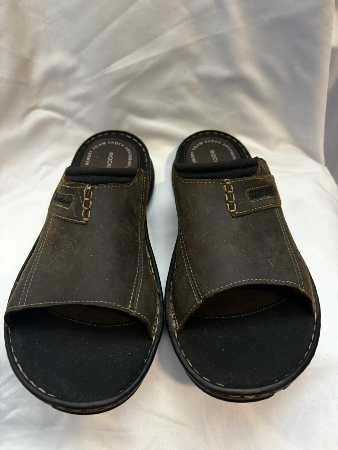 Rockport Men's Brown Leather Slip-On Sandals Size 10 - photo 2