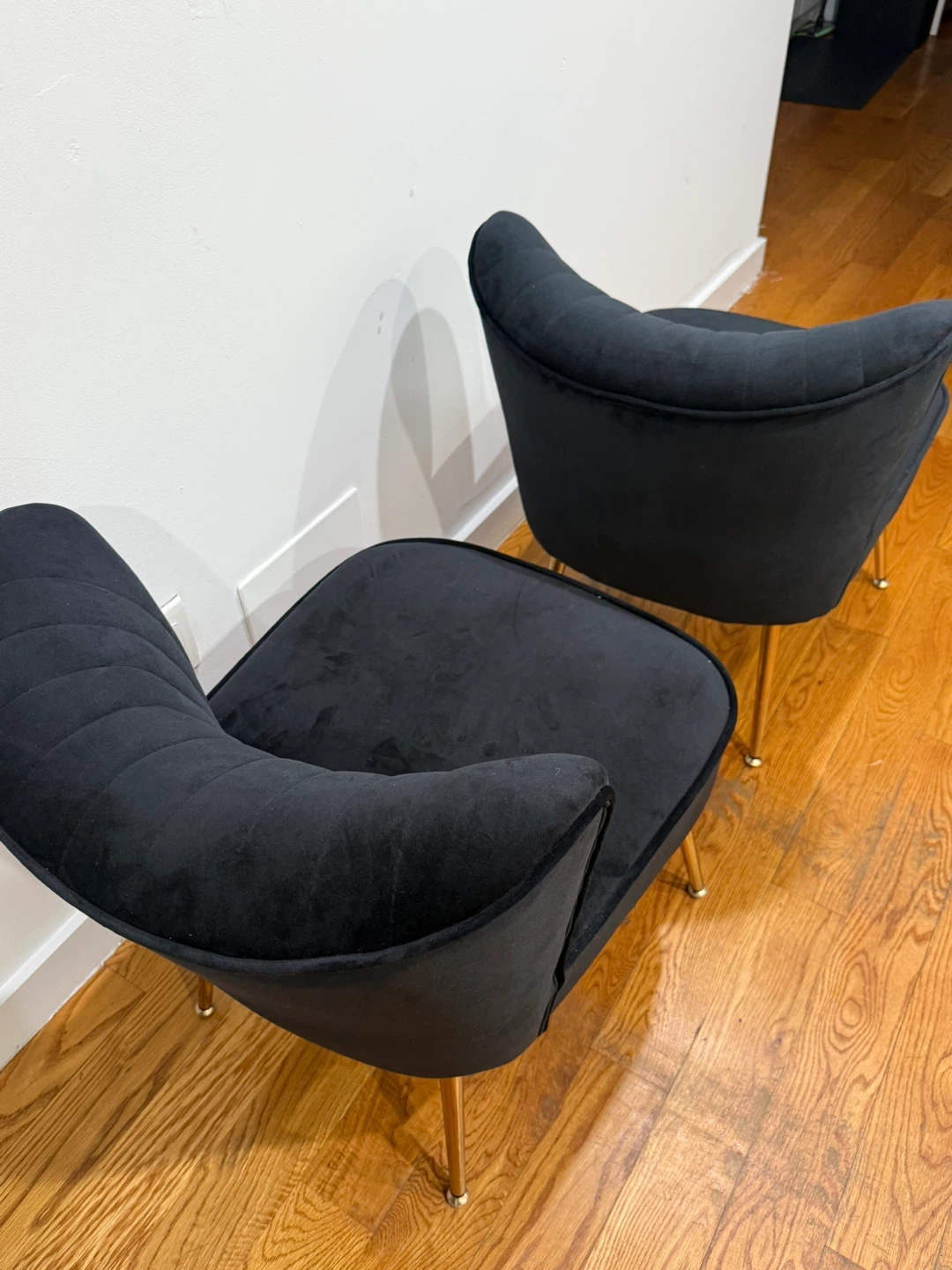 Black Velvet Slipper Chairs — Set of 2