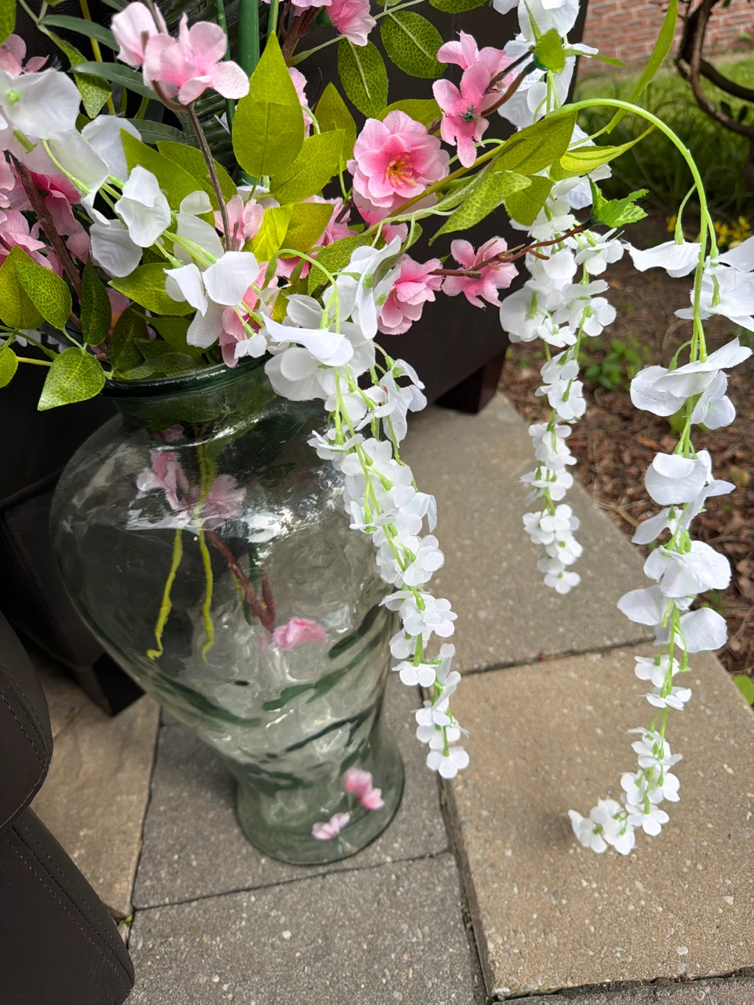 Artificial Flower Arrangement with Glass Vase