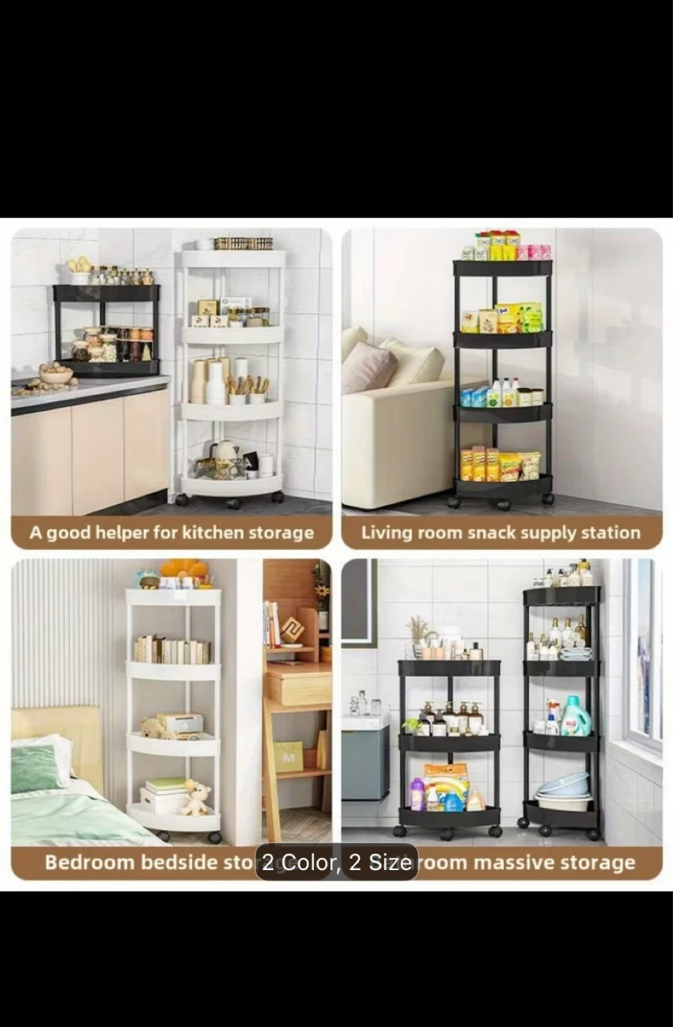 White 4-Tier Corner Storage Shelf with Wheels - photo 2