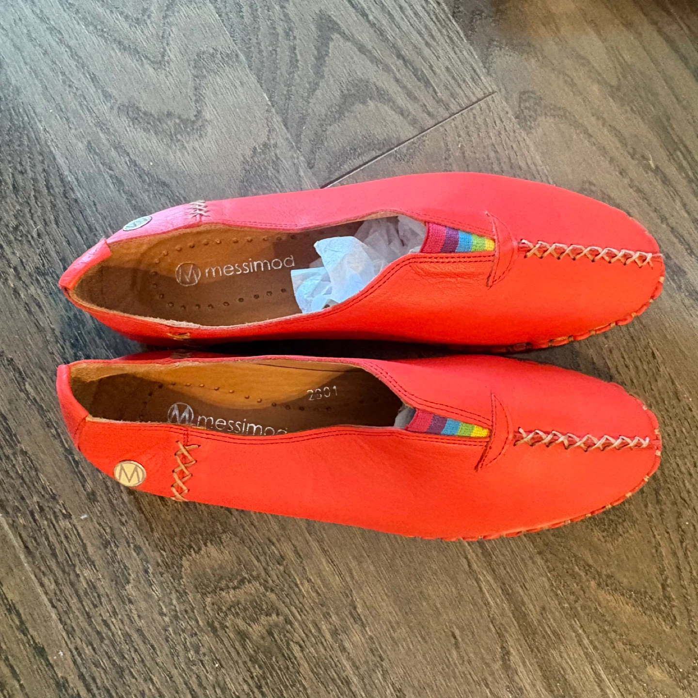 NWOT Red Leather Loafers Size 40