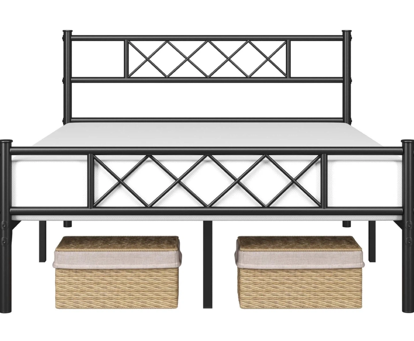 Queen Size Metal Bed Frame with Headboard