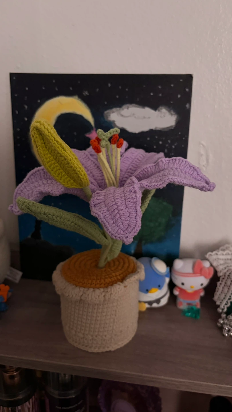 Crocheted Lily Flower in Pot